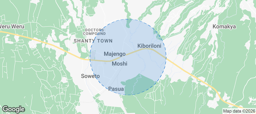 Moshi Urban Airbnb map